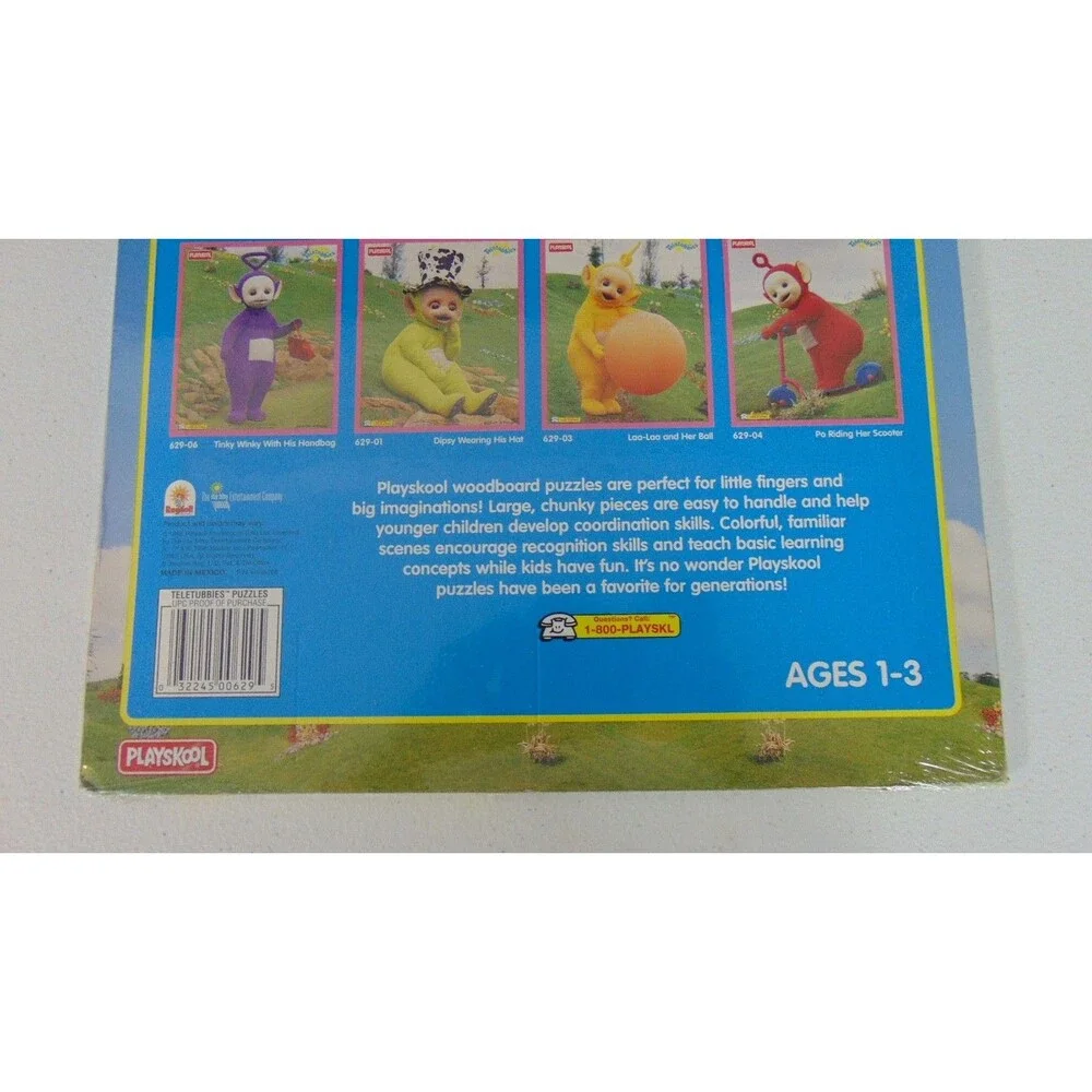 Playskool Teletubbies Wooden Puzzle 629‑06 • Tinky Winky • 4‑Piece Vintage 1998